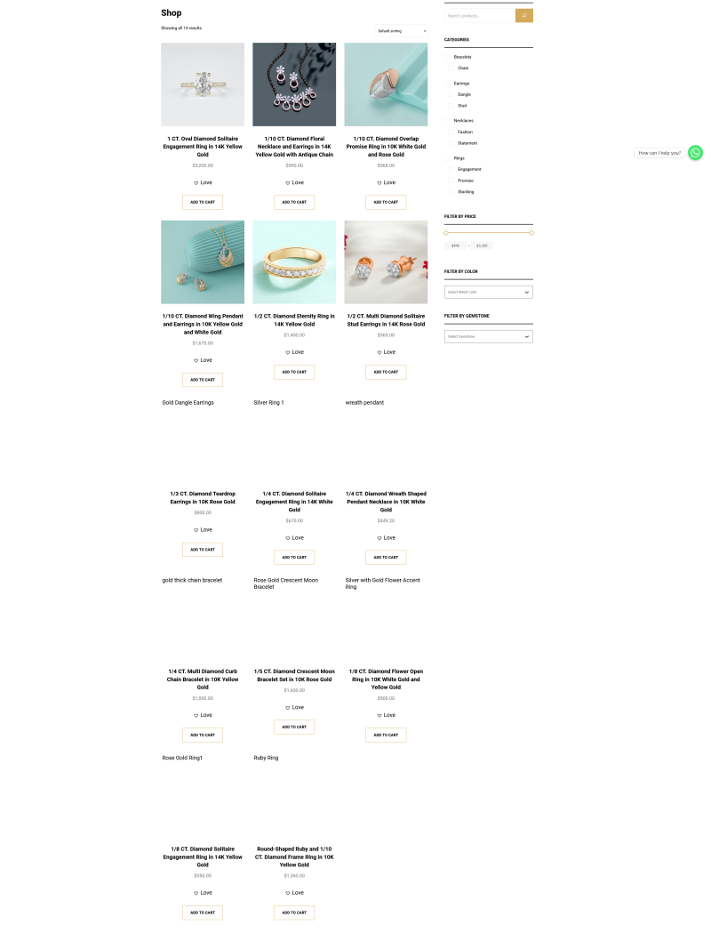 online store for mock jewelry website